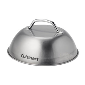 Cuisinart melting dome on a 9-inch setup traps heat for quick, even cheese melting.