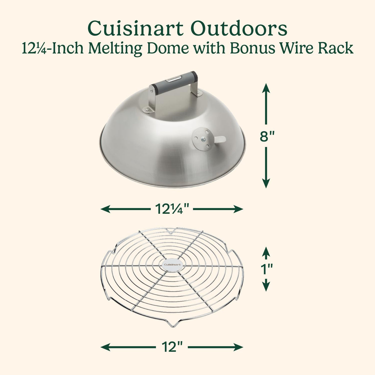 Cuisinart melting dome with bonus wire rack elevates food for better airflow.
