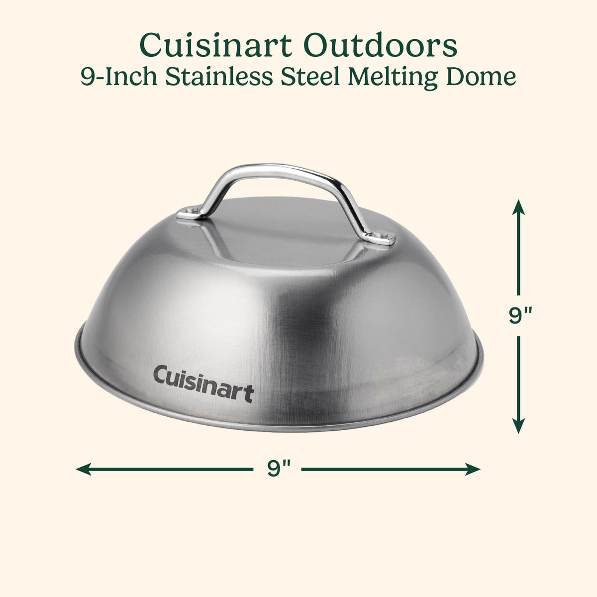 Cuisinart melting dome over cheese melts toppings evenly and preserves flavor.