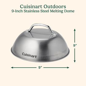 Cuisinart melting dome over cheese melts toppings evenly and preserves flavor.