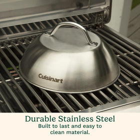 Cuisinart melting dome on the grill fits grills, skillets, and stovetops.