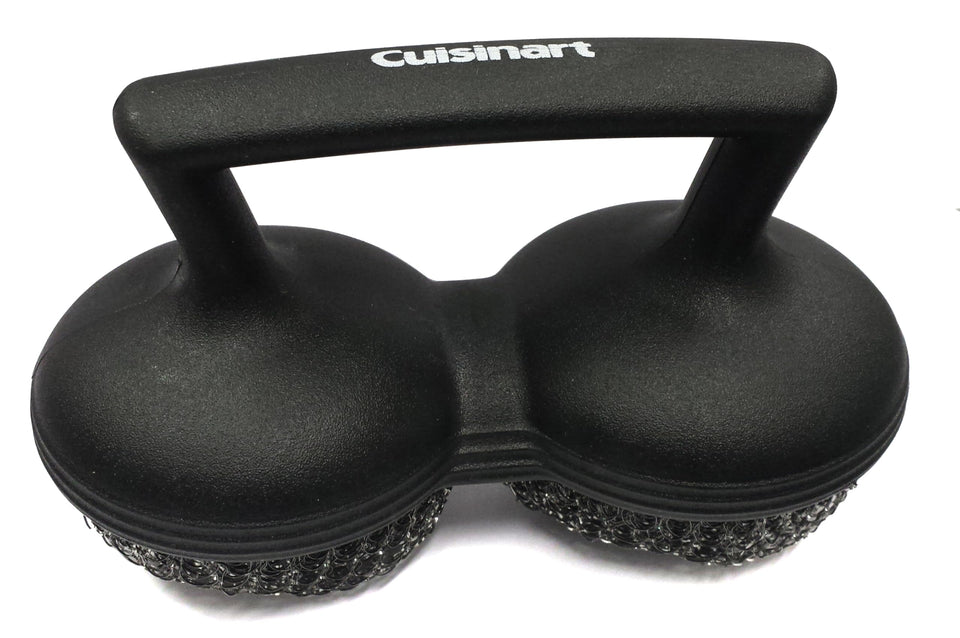 Cuisinart Power Scour grill brush shows two coiled pads removing tough residue.