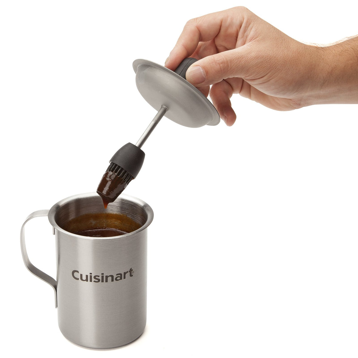 Cuisinart removable silicone brush head for easy dishwasher cleaning.