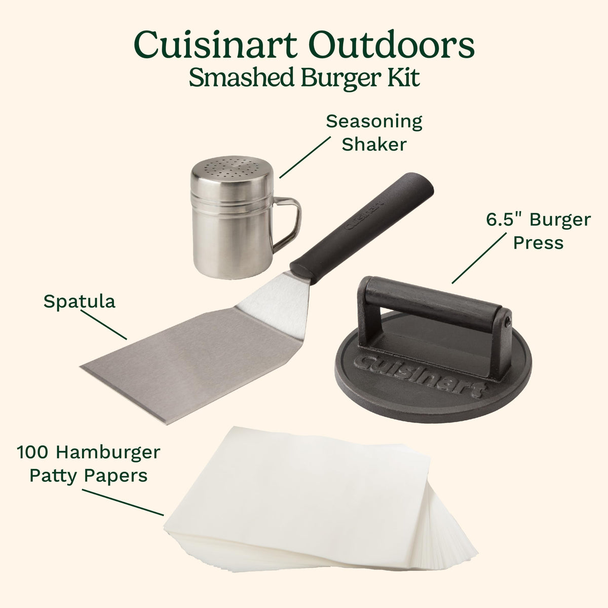 Cuisinart Smash Burger Kit spatula ready to flip burger smoothly