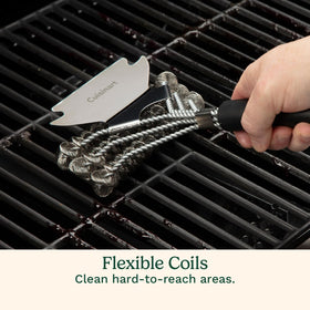 Cuisinart Triple Coil Brush wide scraper on top for stubborn residue after barbecues