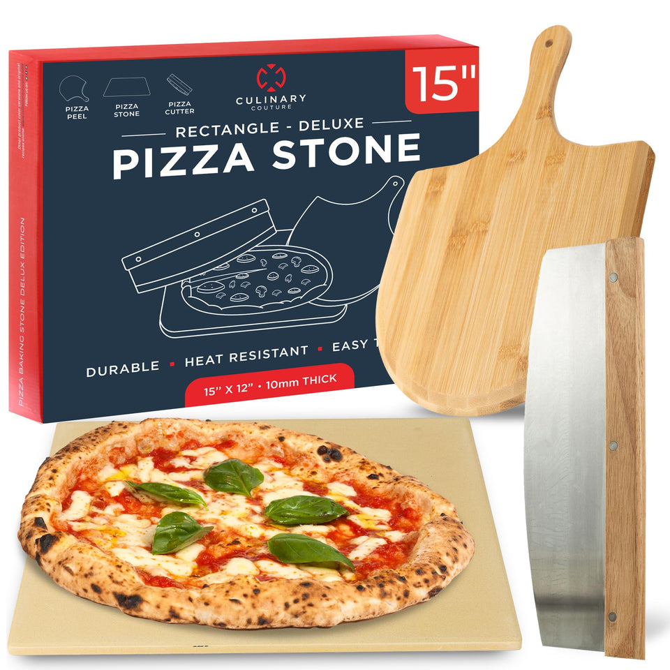 Culinary Couture pizza stone oven-set front view with crisp crust potential.