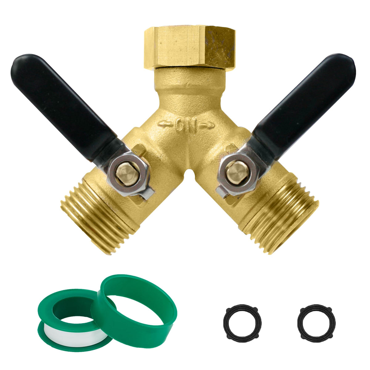 CM CUMIZON 2-way brass hose splitter with long handle for easy, leak-free connections