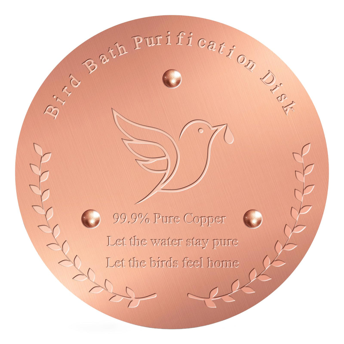 Cunuwo birdbath copper disk 100mm in bowl helps keep water fresher.
