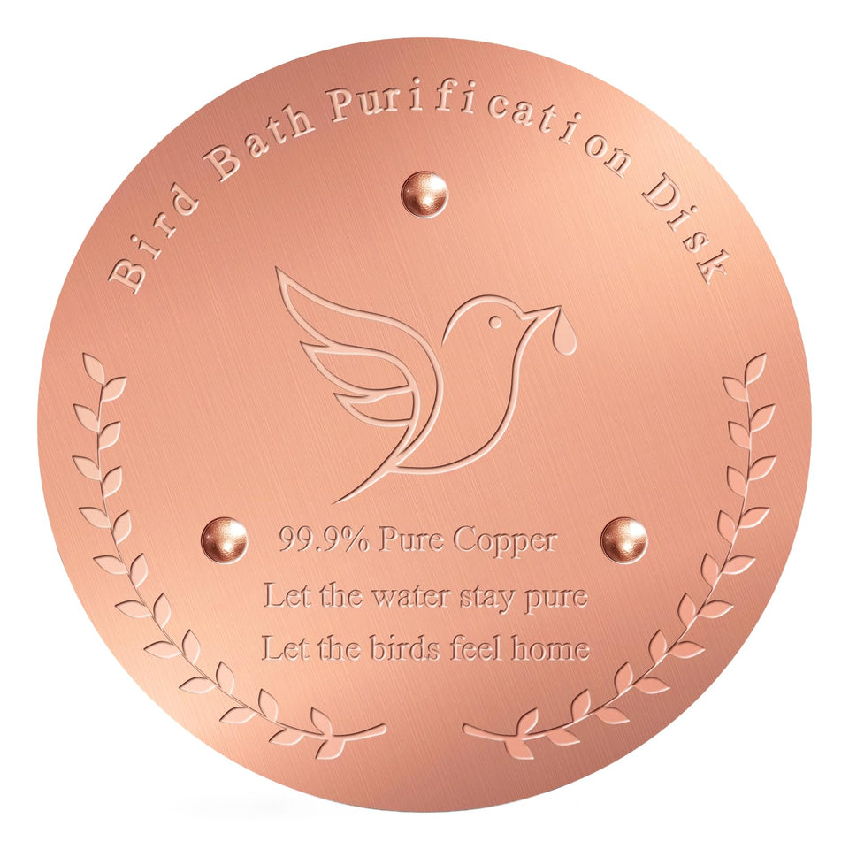 Cunuwo birdbath copper disk 100mm in bowl helps keep water fresher.