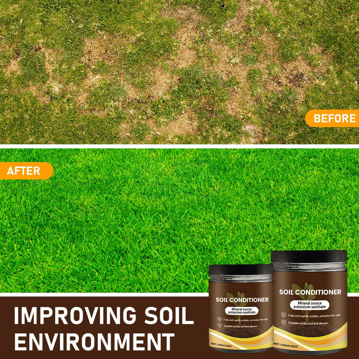 Cuoct Liquid Fertilizer drops illustrate soil nourishment for seedlings
