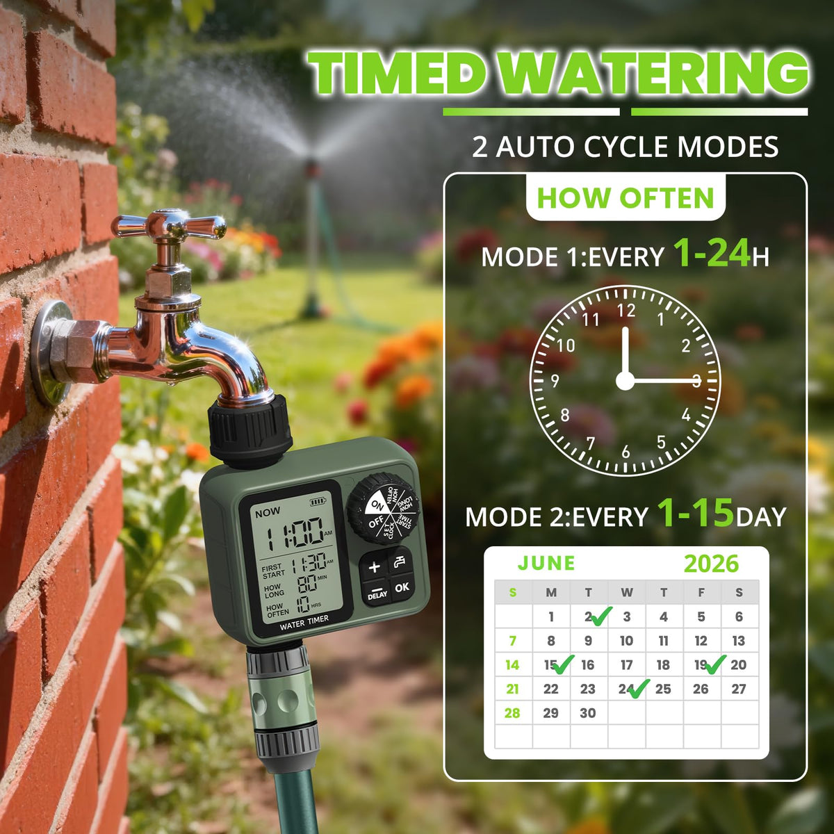 Curety Sprinkler Timer large display used for simple watering setup.