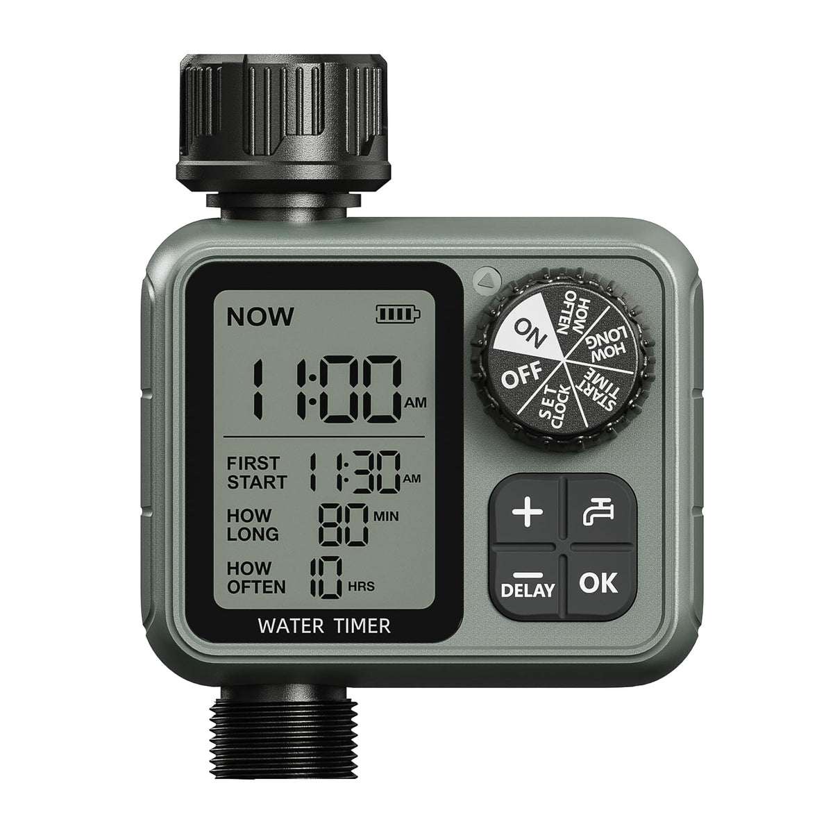 Curety Sprinkler Timer front view with large LCD for precise scheduling.