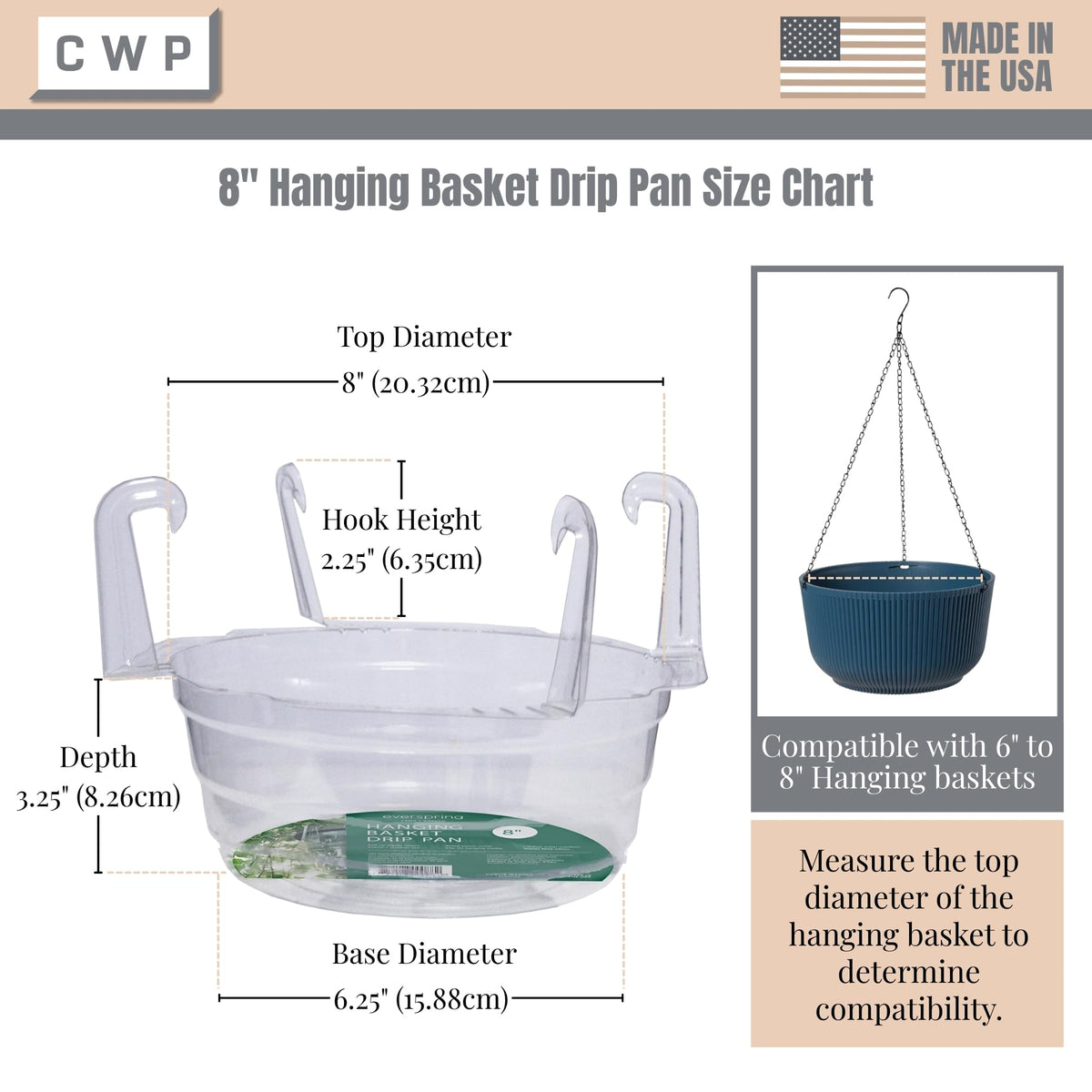 Clear round drip pan base shows basket protection for 6.25 inch base