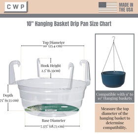 Curtis Wagner Plastics drip pan for hanging baskets, clear round top 10 inches fits multiple baskets