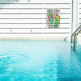 Cusde 8x12 pool sign, easy hanging with pre-drilled holes.