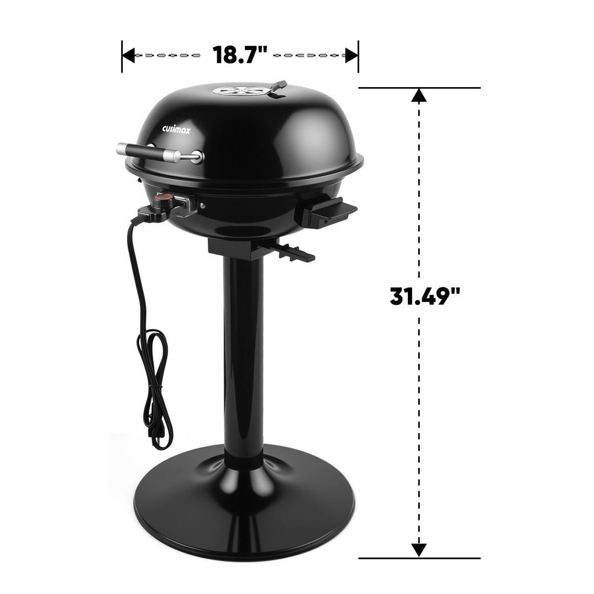 CUSIMAX 1-meter cord provides safe reach during cooking.