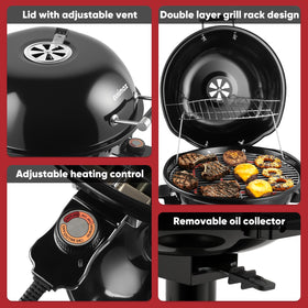 CUSIMAX grease tray removable keeps cleanup simple after grilling sessions.