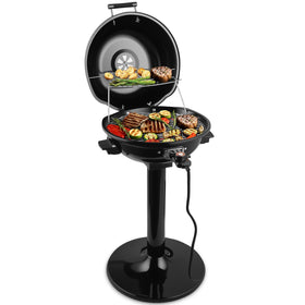 CUSIMAX electric grill with lid-closed enables easy outdoor cooking for gatherings.