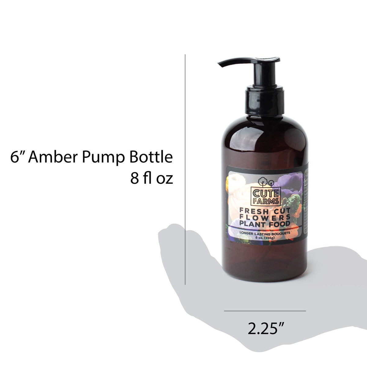 Cute Farms Fresh Cut Flower Food dispensing pump ensures precise dosing