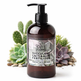 Cute Farms succulent fertilizer bottle pump enables easy monthly feeding.