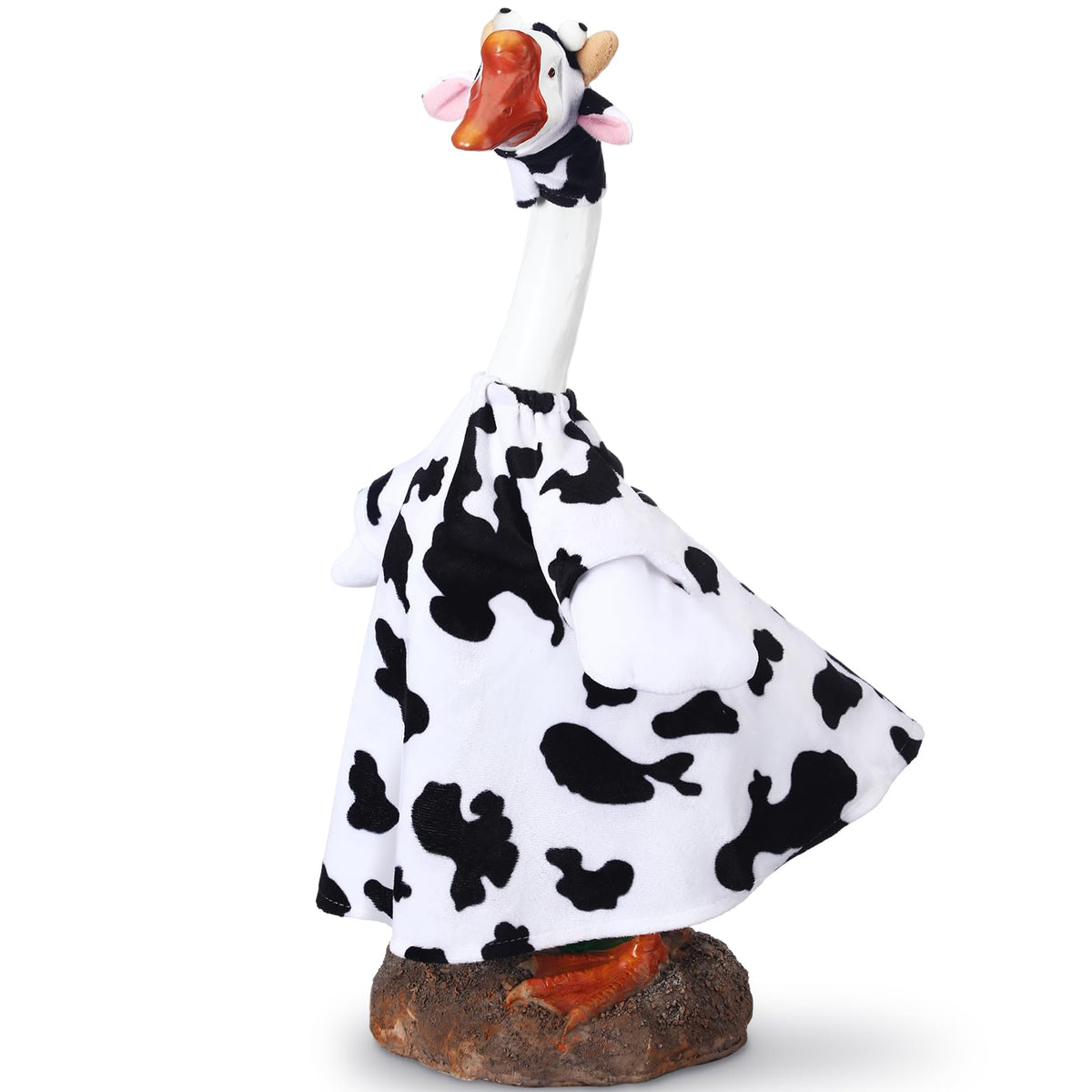 Cutecrop cow goose outfit on a 23in statue adds playful curb appeal.