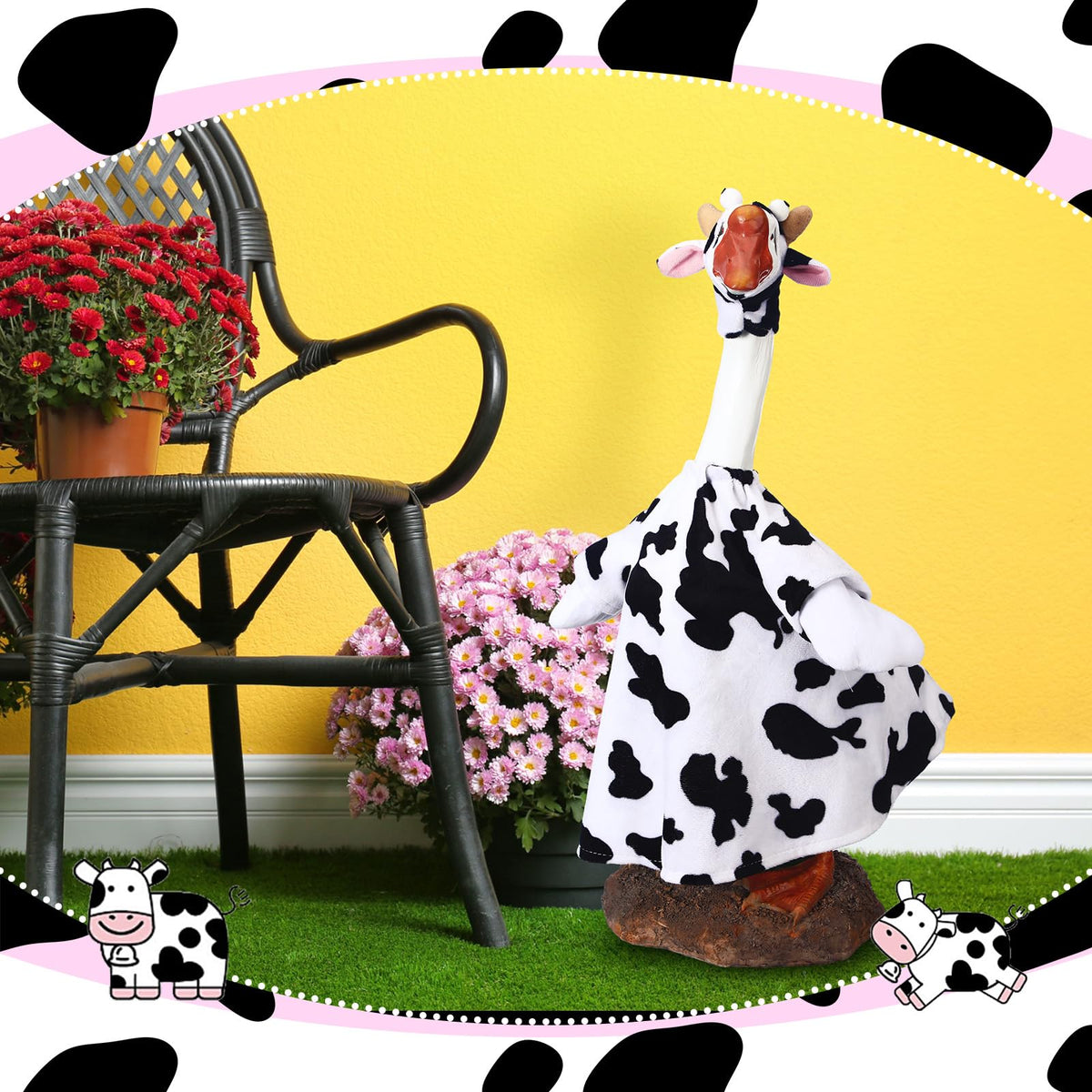 Cutecrop goose costume for porch decor enhances outdoor charm.