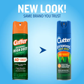 Cutter Backwoods High DEET label close-up showing 40% DEET content.