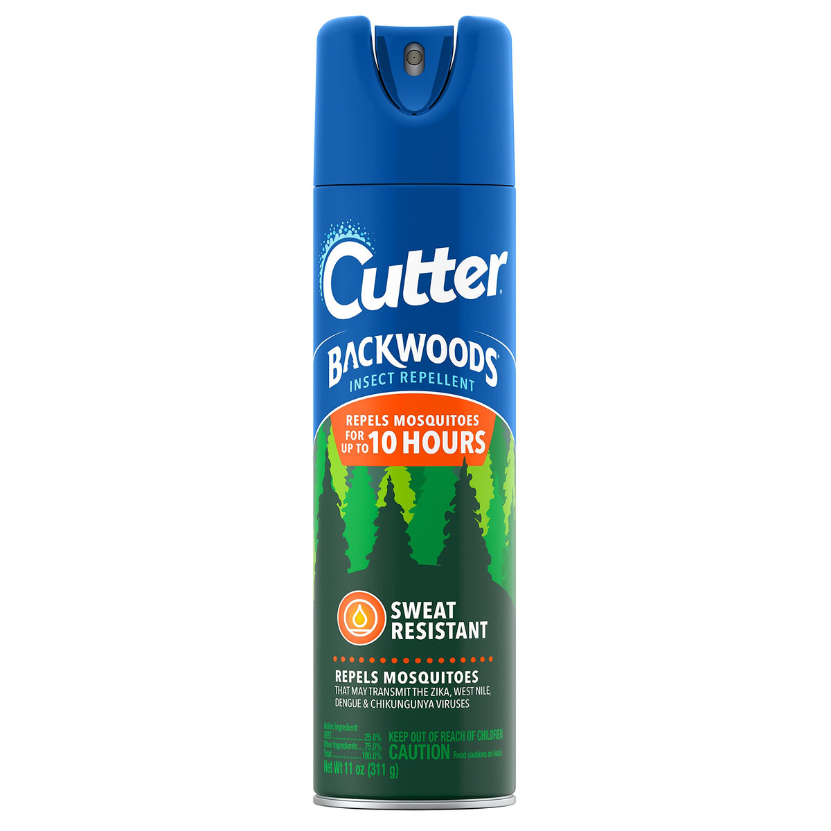 Cutter Backwoods insect repellent aerosol can ready for outdoor protection against mosquitoes.