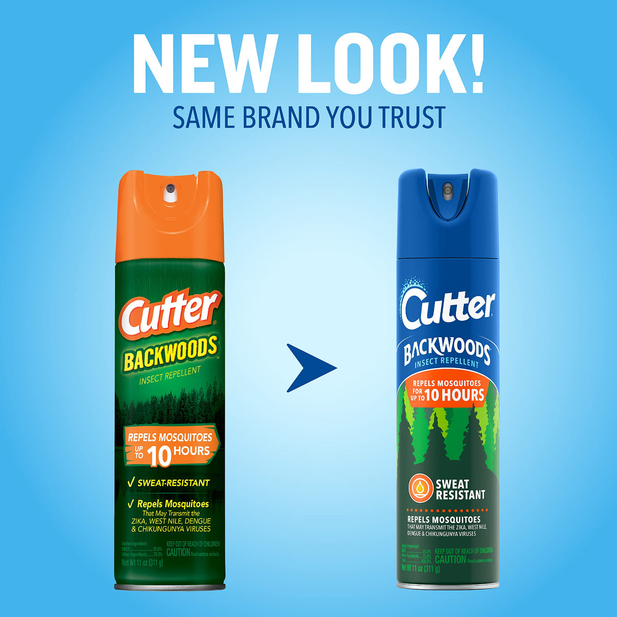 Cutter Backwoods bottle close-up noting up to 10 hours of protection for outdoor use.