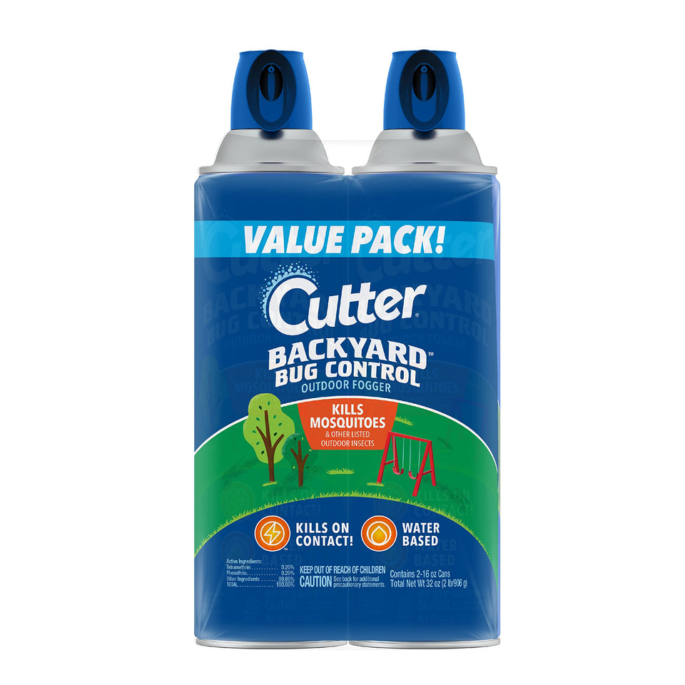Cutter Backyard Bug Control outdoor fogger in action on a patio