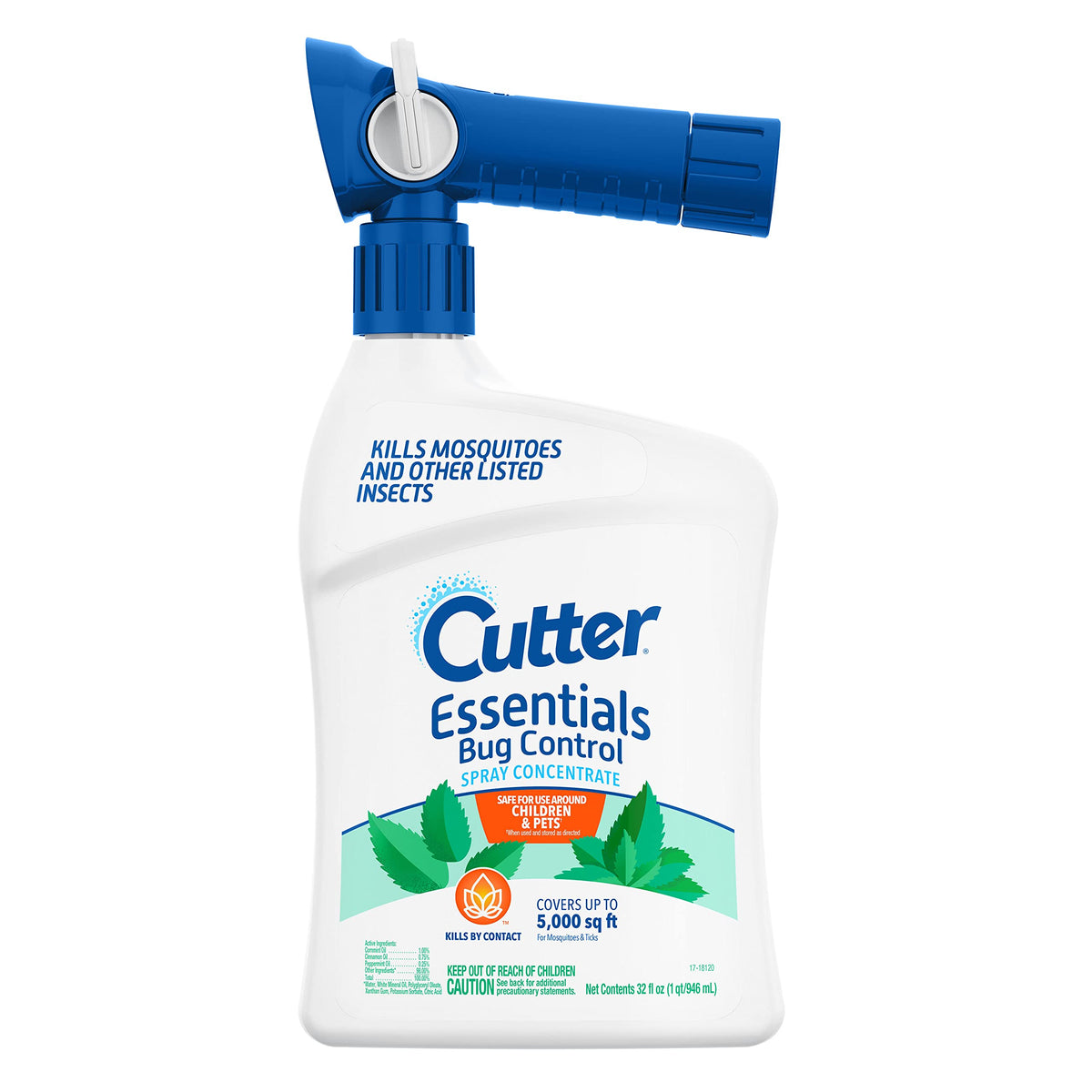 Cutter Essentials Bug Control Spray Concentrate bottle for outdoor use showing contact-kill action.