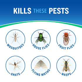 Cutter Essentials Outdoor Fogger kills mosquitoes, flies, and wasps outdoors.