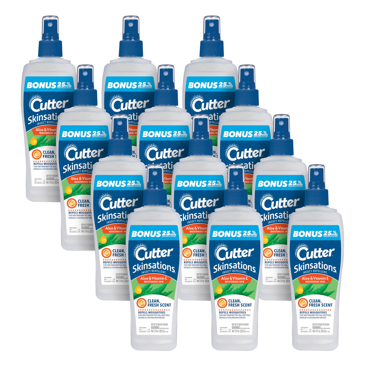 Cutter Skinsations bottle front shows 7% DEET protection for outdoor use