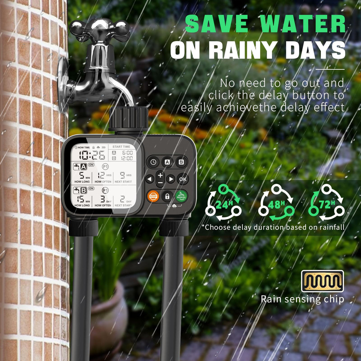 Cuxichuxinxi IP54 waterproof housing protects timer in outdoor conditions.
