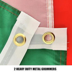 CVMEGE 100D polyester flag with durable canvas header.