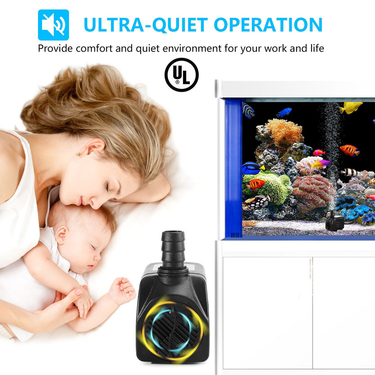 CWKJTOP fountain pump in aquarium use demonstrates gentle water current for fish