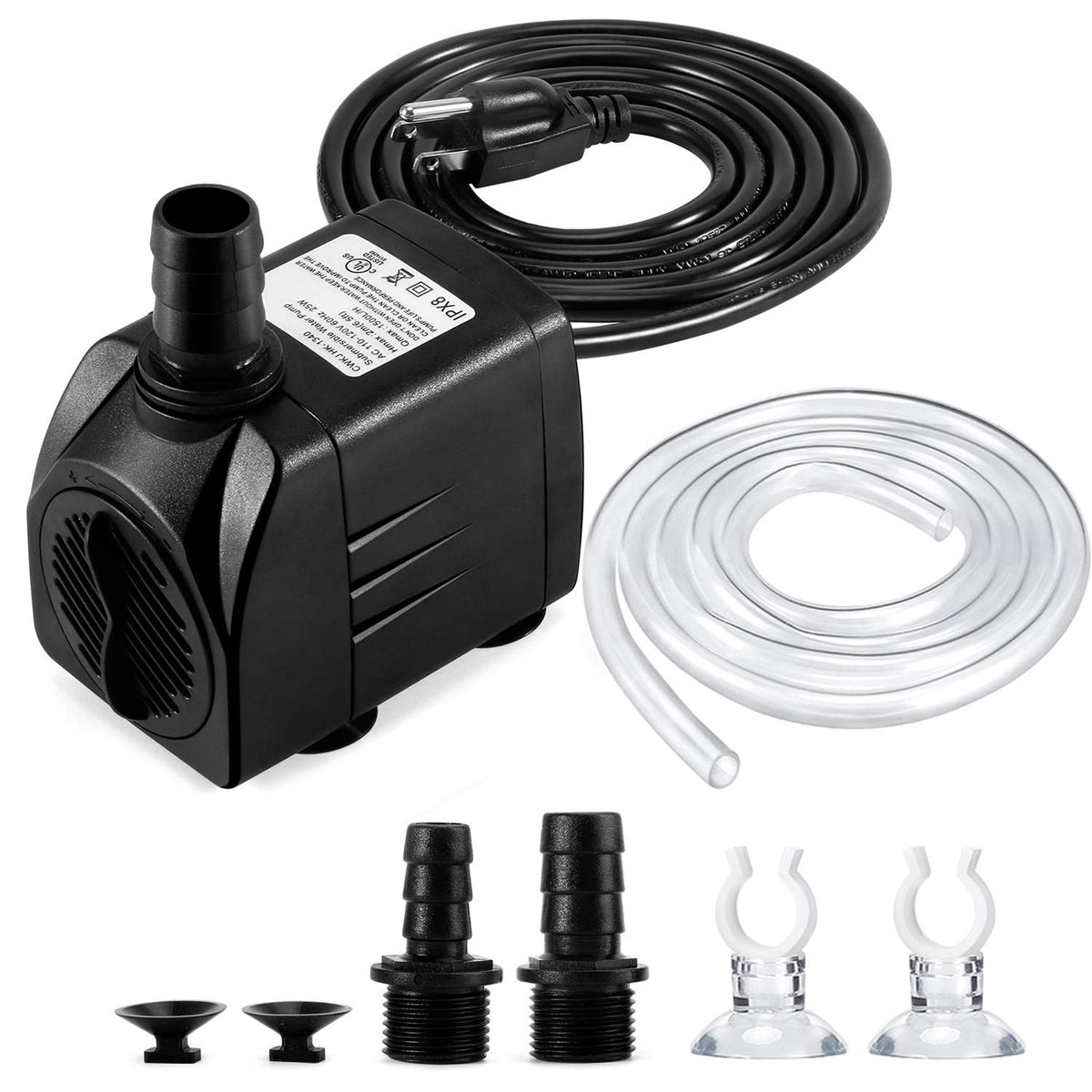 CWKJTOP fountain pump overview shows a compact, quiet submersible design for ponds and tanks