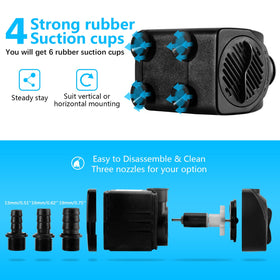 CWKJTOP fountain pump tubing setup displays 6.5 ft tubing for flexible water circulation