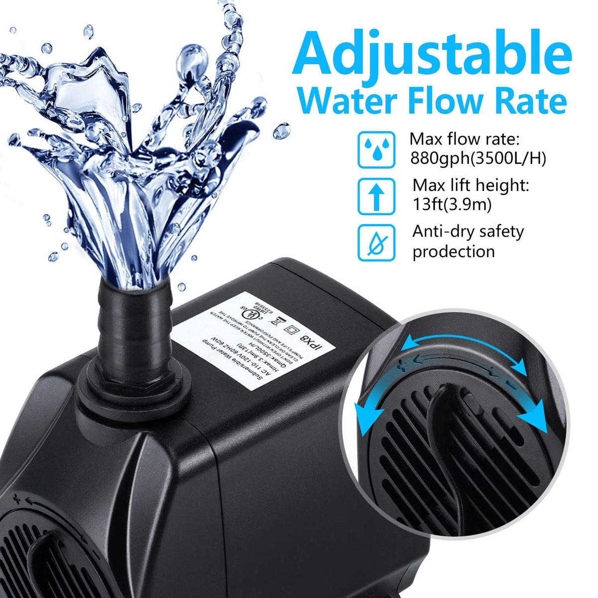 CWKJTOP fountain pump operates quietly for peaceful spaces.