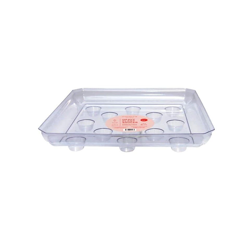 CWP SQDS-1200 heavy-gauge clear saucer protects floors from water and soil spills.