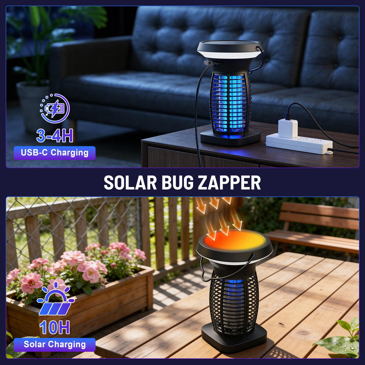 CXBER solar bug zapper emergency SOS beacon for outdoor signaling.