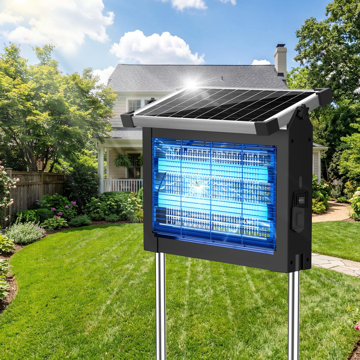 CXBER solar bug zapper outdoor 4500V for fast pest control at night.