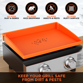 Cxesp raised-edge mat traps debris and moisture for a cleaner grill.