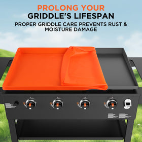 Full-surface protection by the Cxesp mat keeps the Blackstone griddle looking pristine.