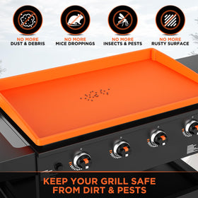 Cxesp mat shields against dust and moisture on a Blackstone griddle surface.