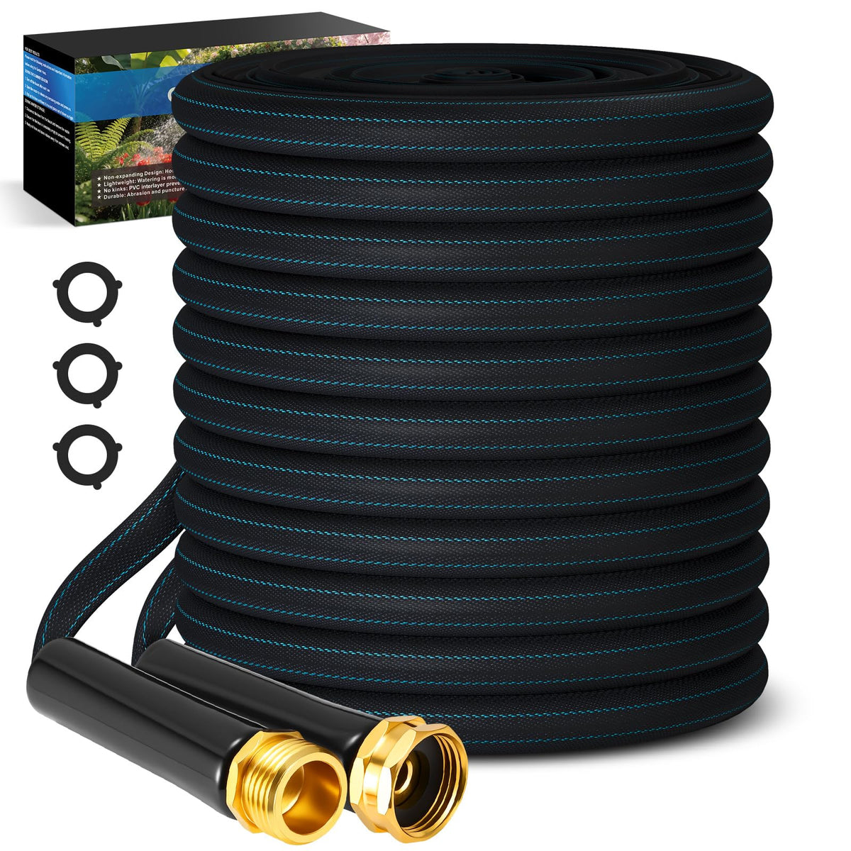 CXEZSIK garden hose 50ft end connection shows durable copper-plated ends for reliable flow