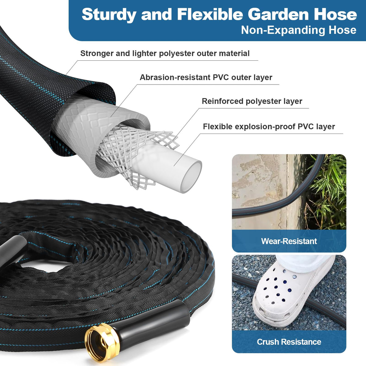 CXEZSIK garden hose 50ft leak-proof washers reduce drips for consistent watering