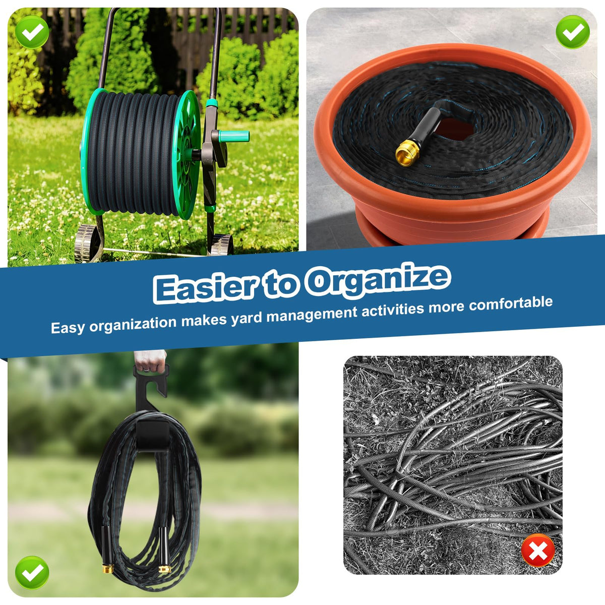 CXEZSIK garden hose 50ft multi-use hose suits gardens, yards, patios, and cars
