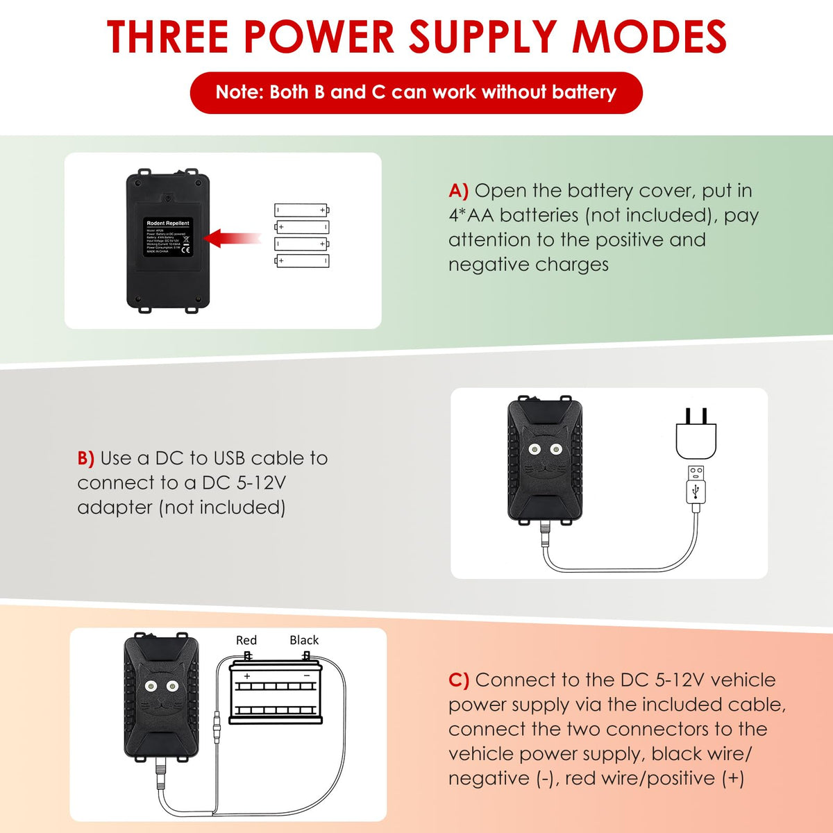 CXIENAOY 12V car power connection for continuous operation