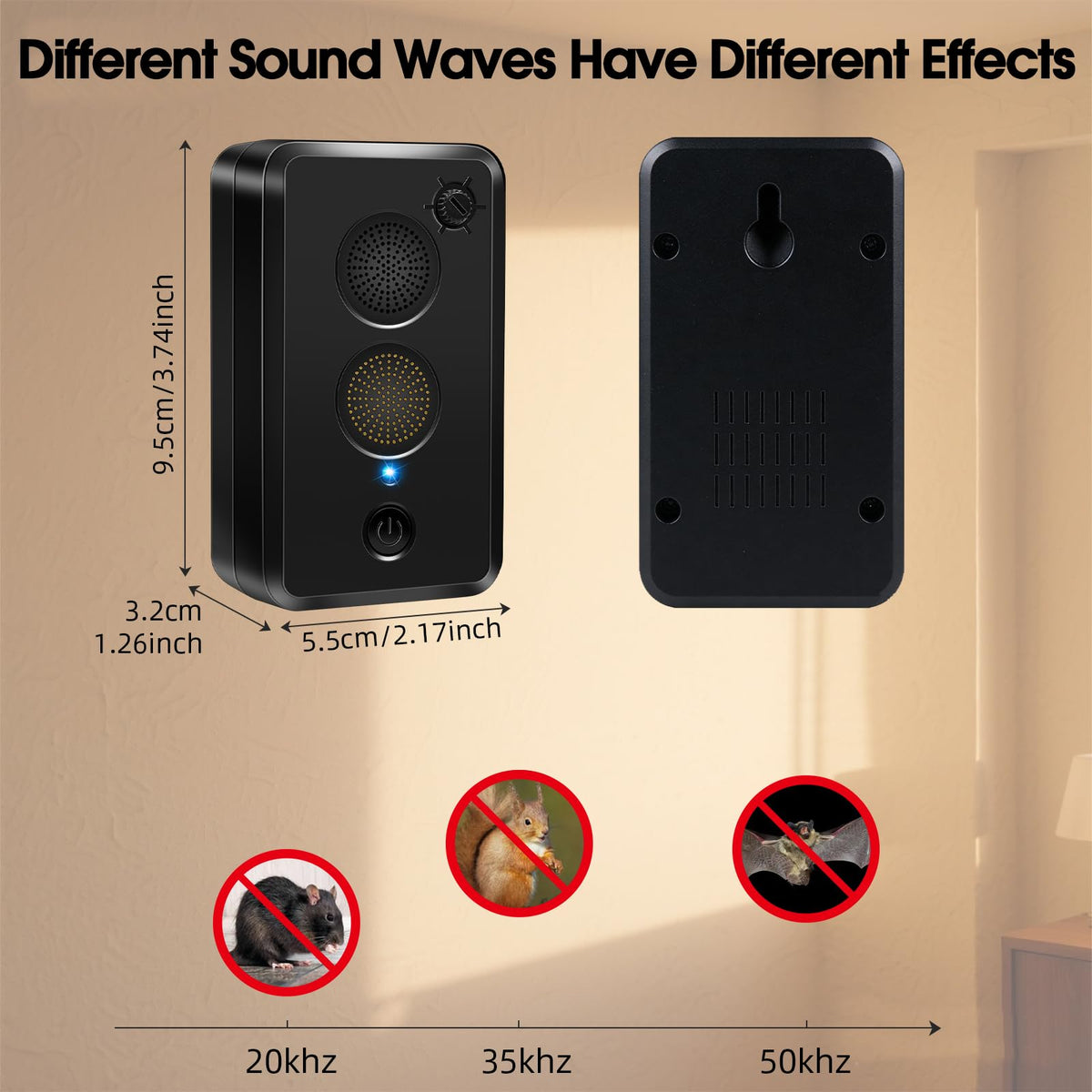 CXIENAOY adjustable frequency display illustrates customizable bat deterrence.